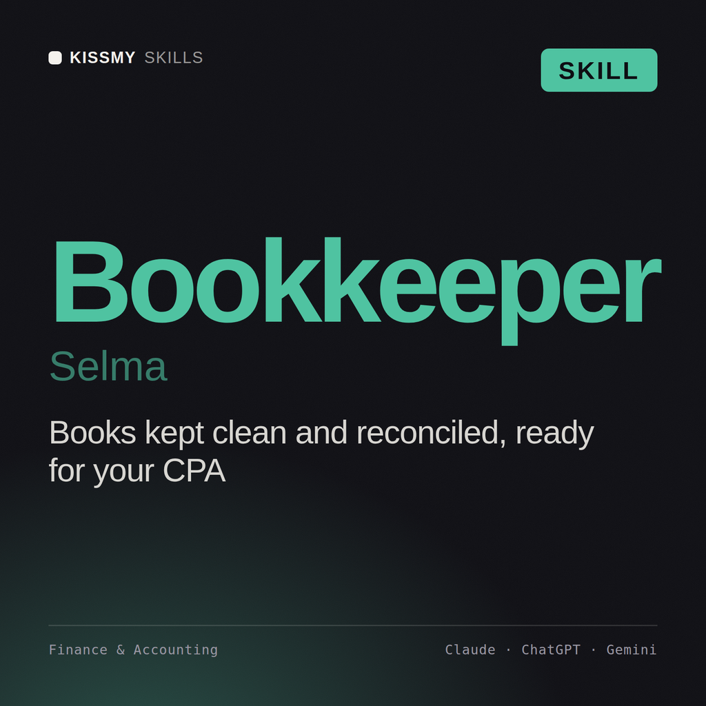 Bookkeeper, Selma AI skill by KissMySkills, cover