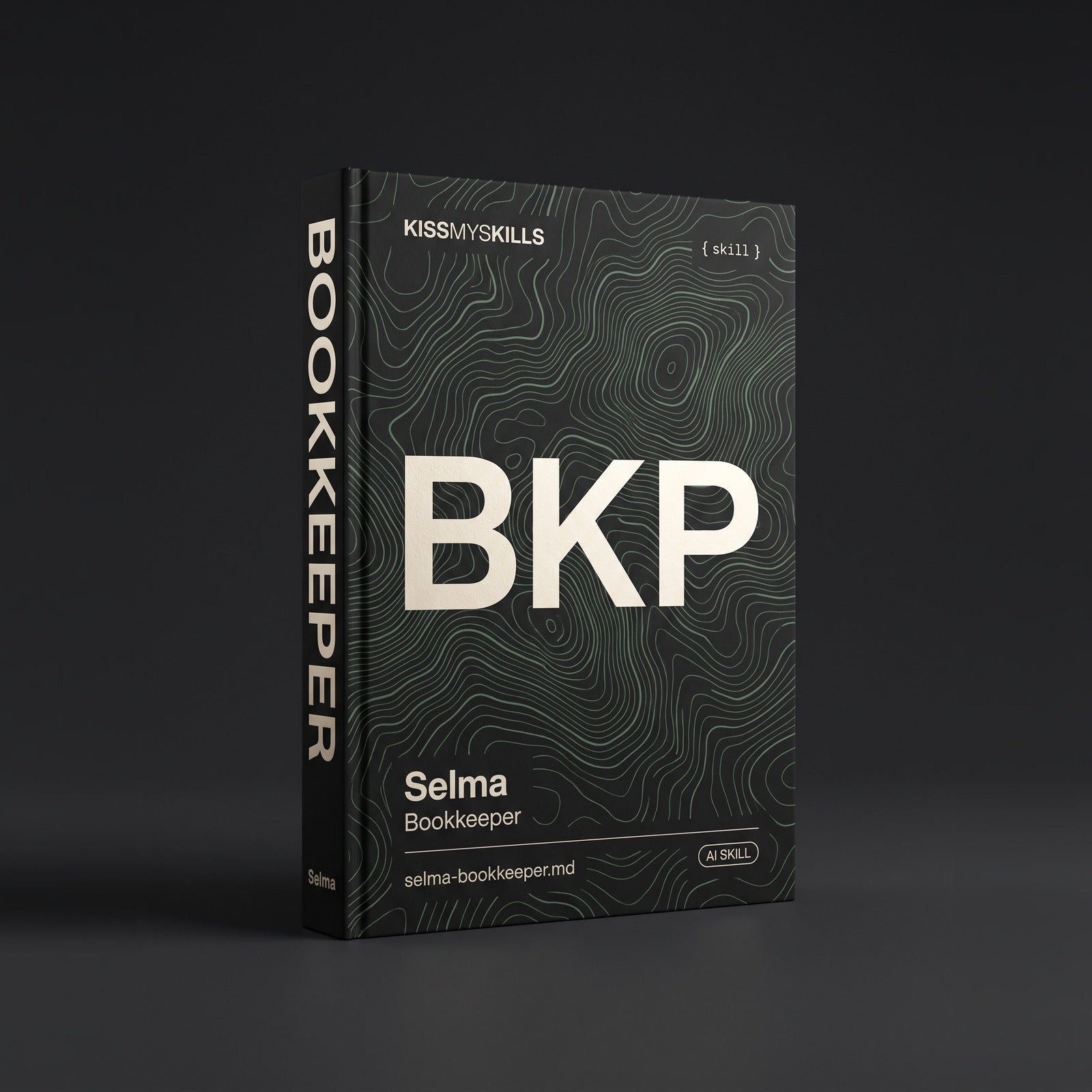 Bookkeeper Claude skill by KissMySkills, hardcover volume cover