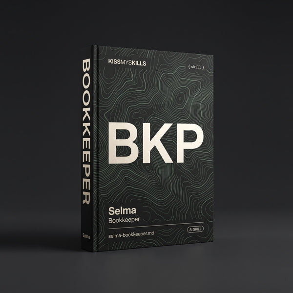 Bookkeeper Claude skill by KissMySkills, hardcover volume cover