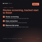 What's inside the Systematic Review Specialist, Serafina AI skill: Study screening, Data extraction, Manuscript prep