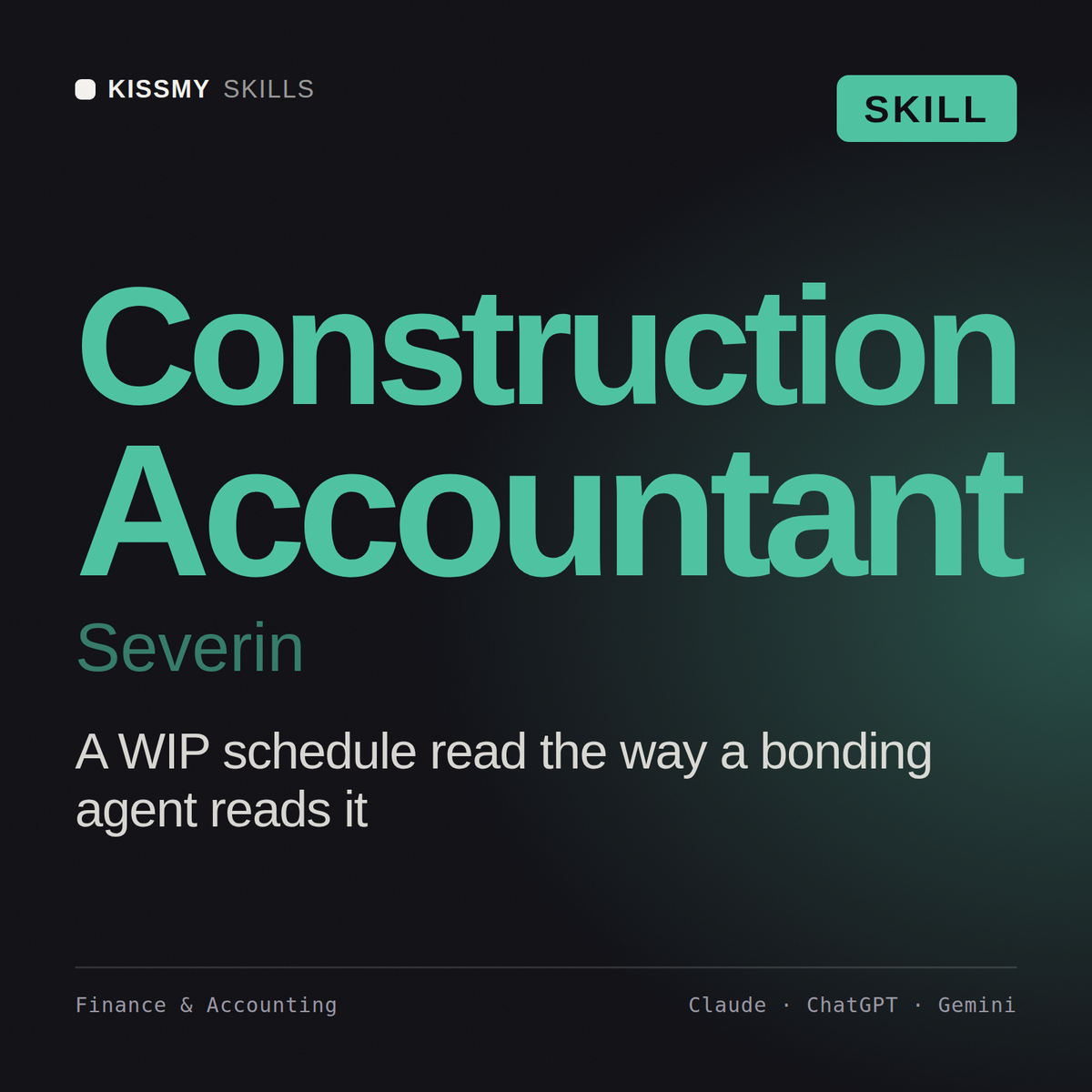 Construction Accountant, Severin AI skill by KissMySkills, cover