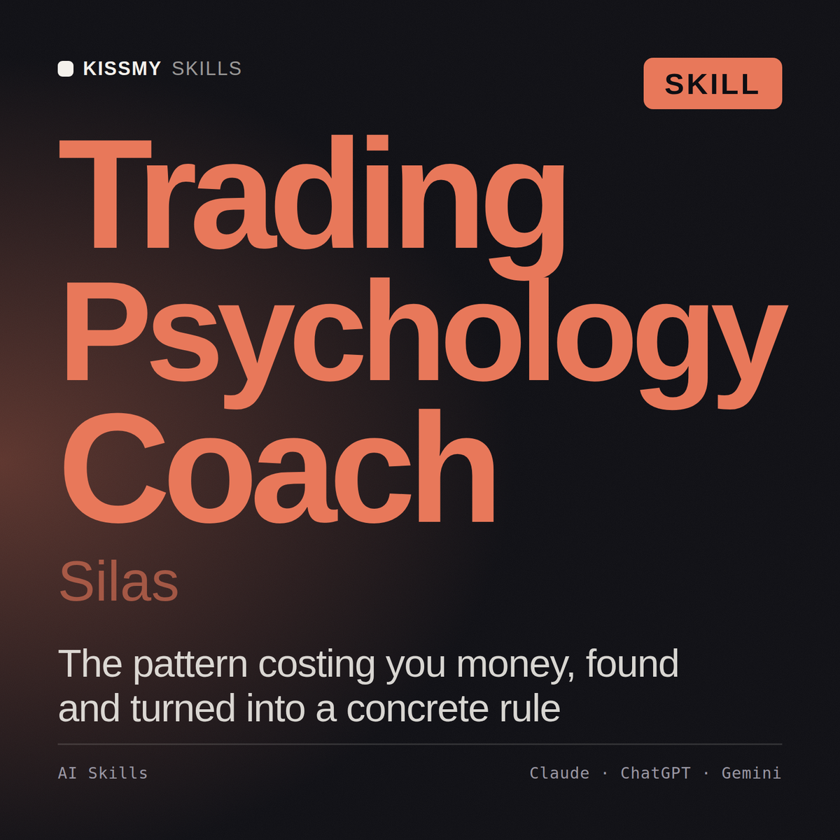Trading Psychology Coach, Silas AI skill by KissMySkills, cover