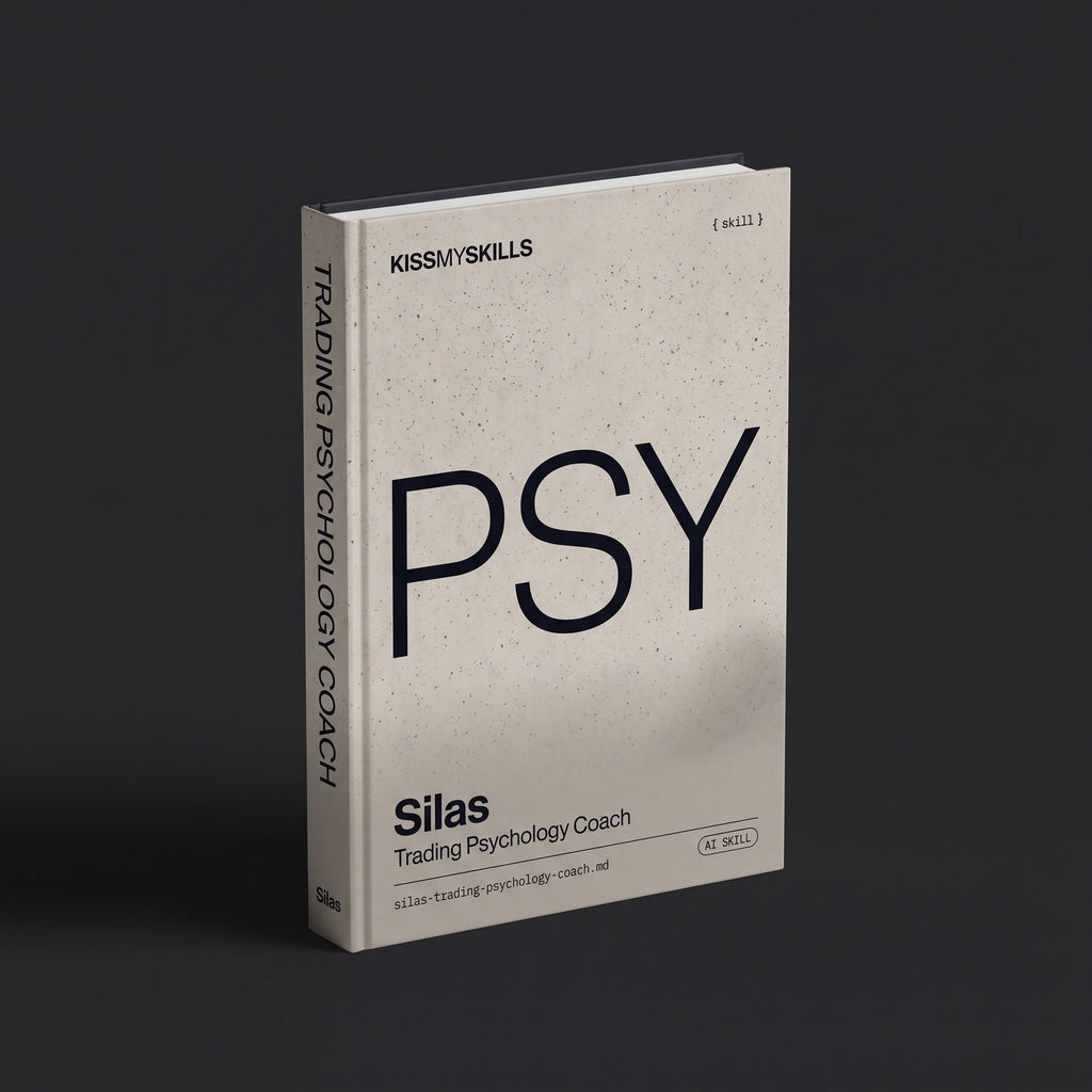 Trading Psychology Coach Claude skill by KissMySkills, hardcover volume cover