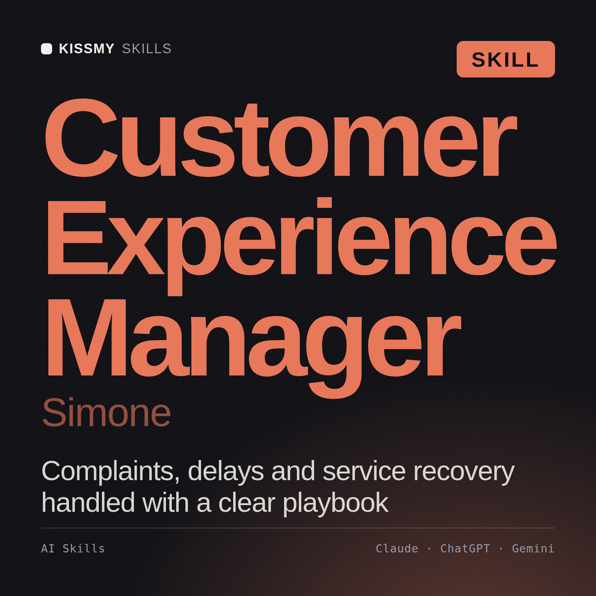 Customer Experience Manager, Simone AI skill by KissMySkills, cover