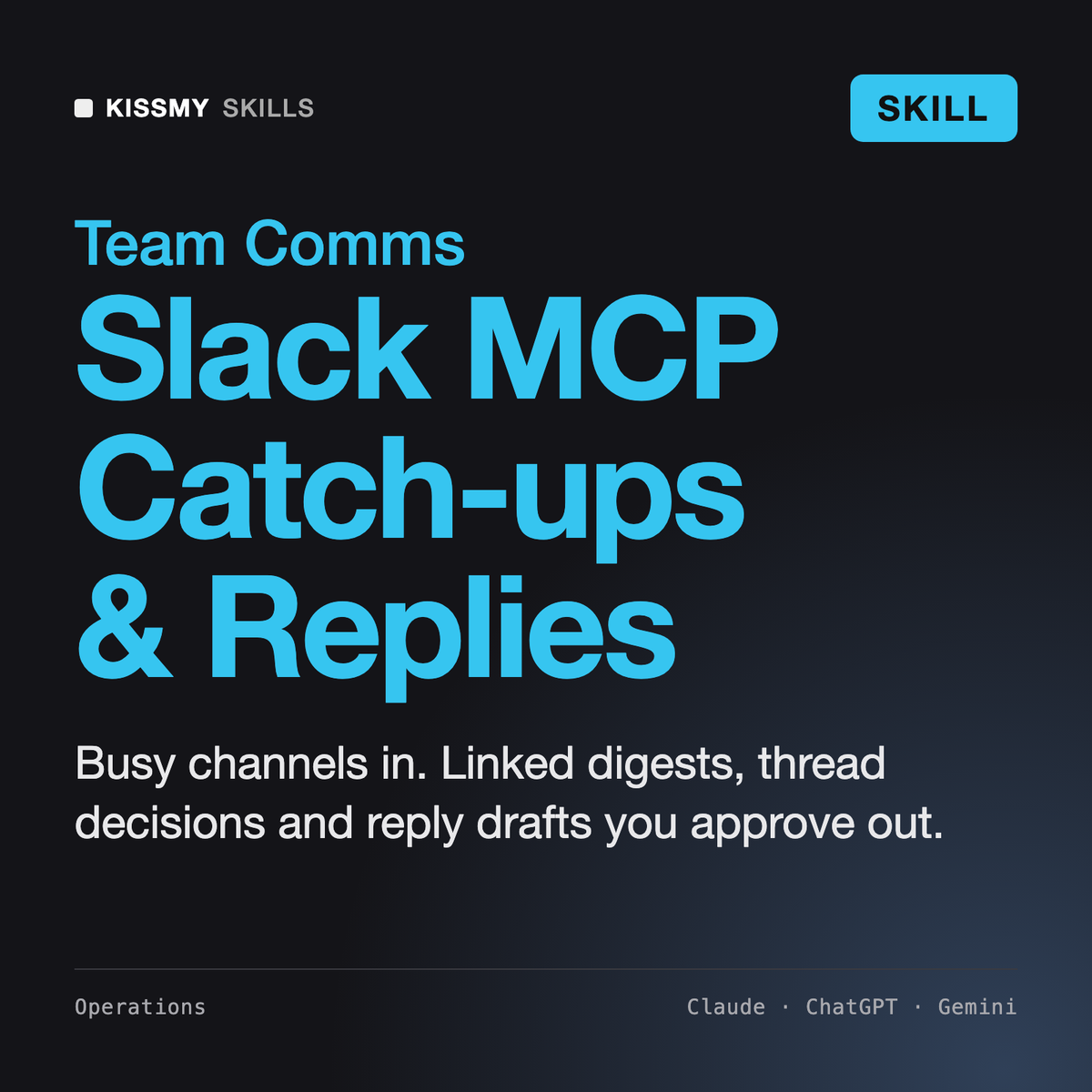 Slack MCP Skill for Claude - Catch-Ups, Threads and Replies by KissMySkills, cover