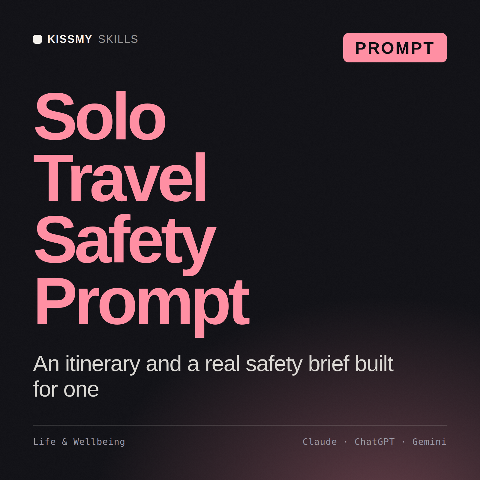 Solo Travel Safety Prompt AI prompt by KissMySkills, cover