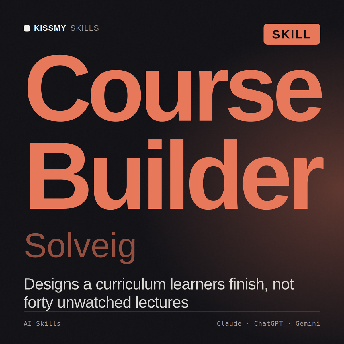 Course Builder, Solveig AI skill by KissMySkills, cover