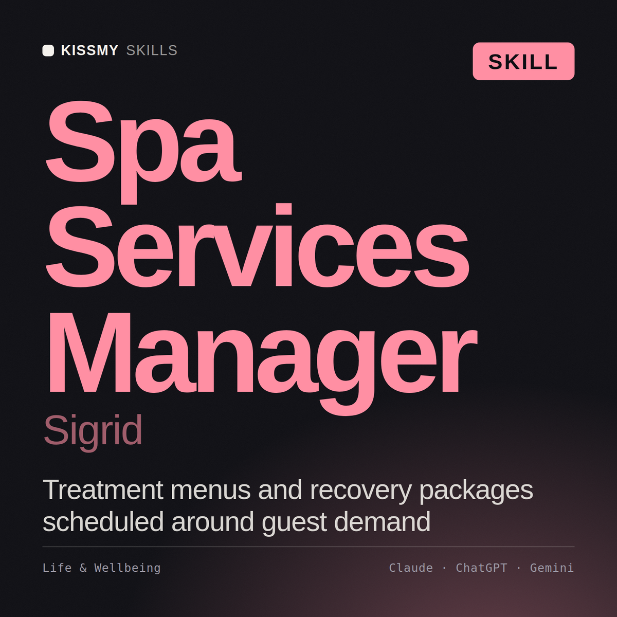 Spa Services Manager, Sigrid AI skill by KissMySkills, cover