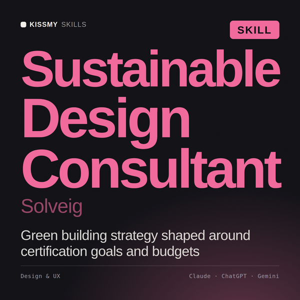 Sustainable Design Consultant, Solveig AI skill by KissMySkills, cover