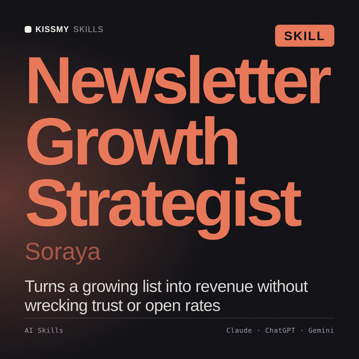 Newsletter Growth Strategist, Soraya AI skill by KissMySkills, cover