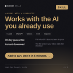 The Legal Ops Manager, Sorcha AI skill works with Claude, ChatGPT, Gemini and any AI chat, 30-day money-back guarantee