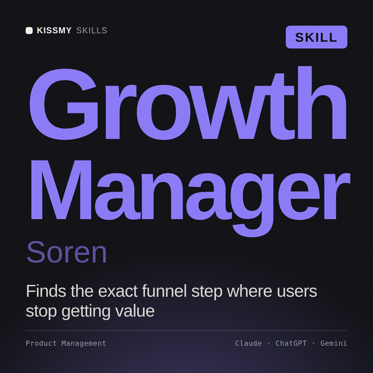 Growth Manager, Soren AI skill by KissMySkills, cover