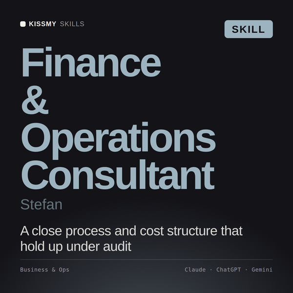 Finance & Operations Consultant, Stefan AI skill by KissMySkills, cover