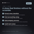 What's inside the Finance & Operations Consultant, Stefan AI skill: Period close checklist, Cost accounting setup, Intercompany process, Audit trail review