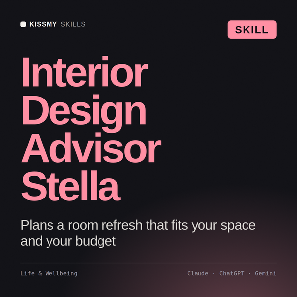 Interior Design Advisor, Stella AI skill by KissMySkills, cover