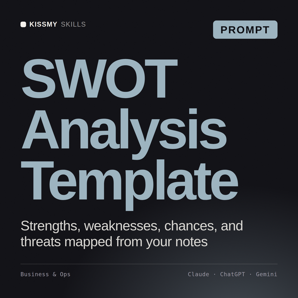 SWOT Analysis Template AI prompt by KissMySkills, cover