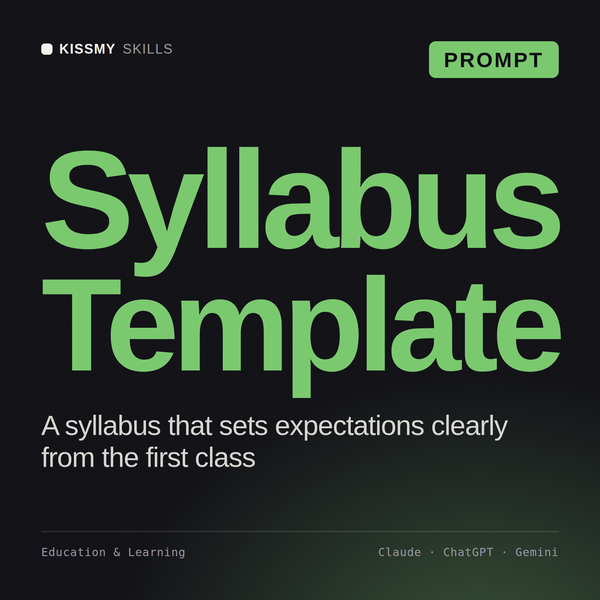 Syllabus Template AI prompt by KissMySkills, cover