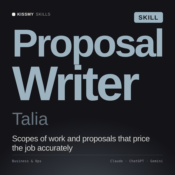 Proposal Writer, Talia AI skill by KissMySkills, cover