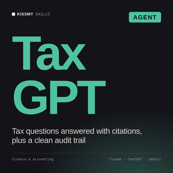 Tax GPT AI agent by KissMySkills, cover
