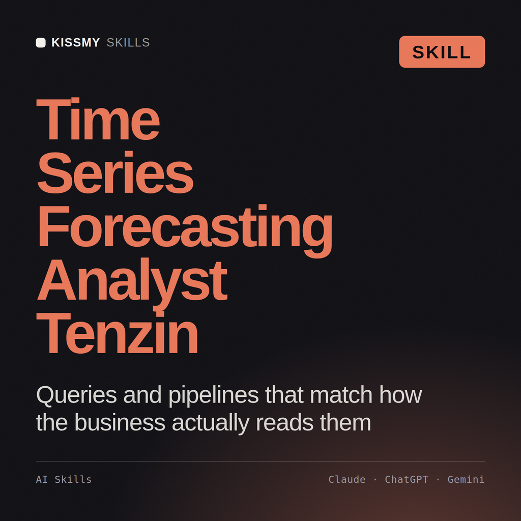Time Series Forecasting Analyst, Tenzin AI skill by KissMySkills, cover