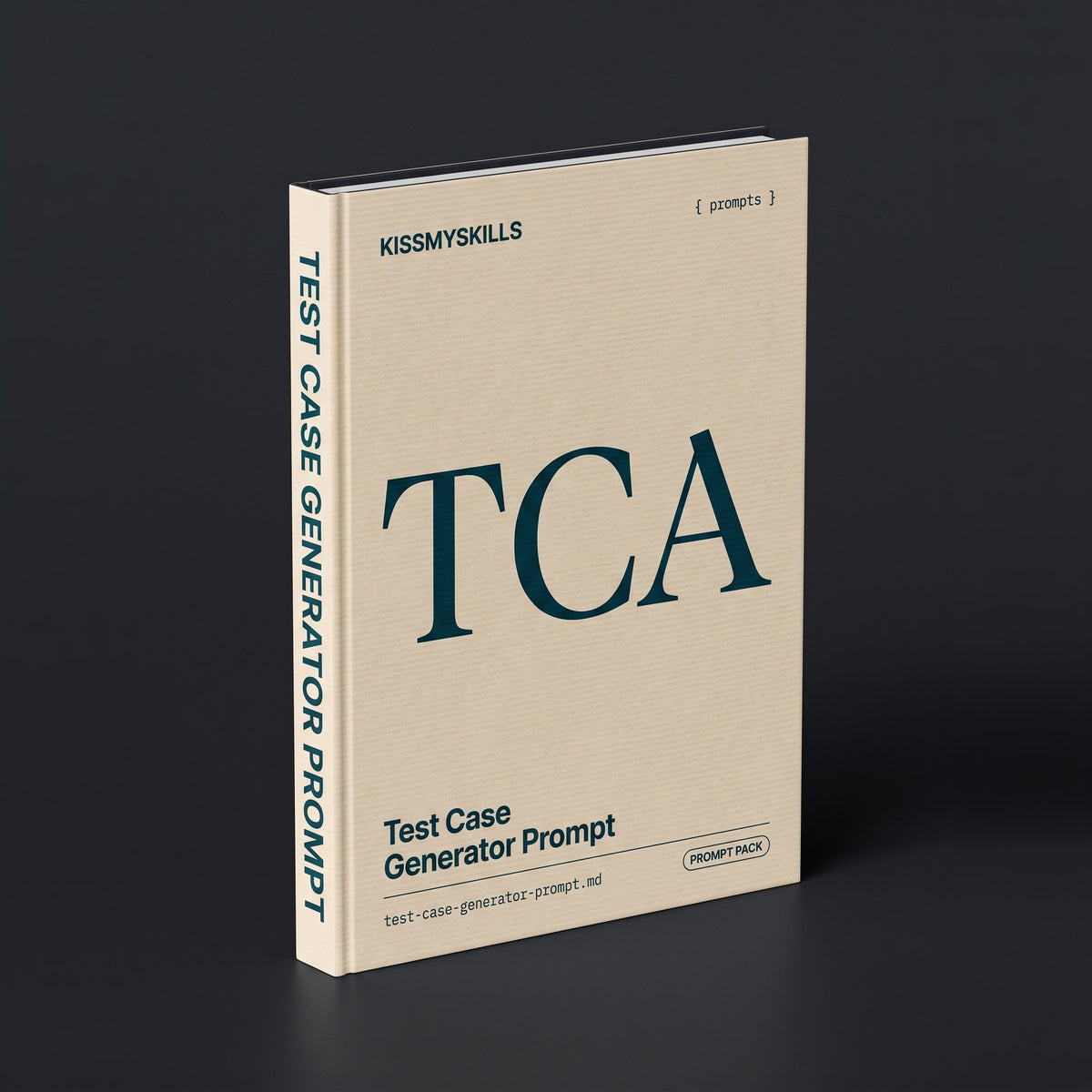 Test Case Generator prompts for Claude by KissMySkills, warm oat laid paper cover with the monogram TCA