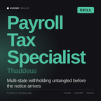 Payroll Tax Specialist, Thaddeus AI skill by KissMySkills, cover