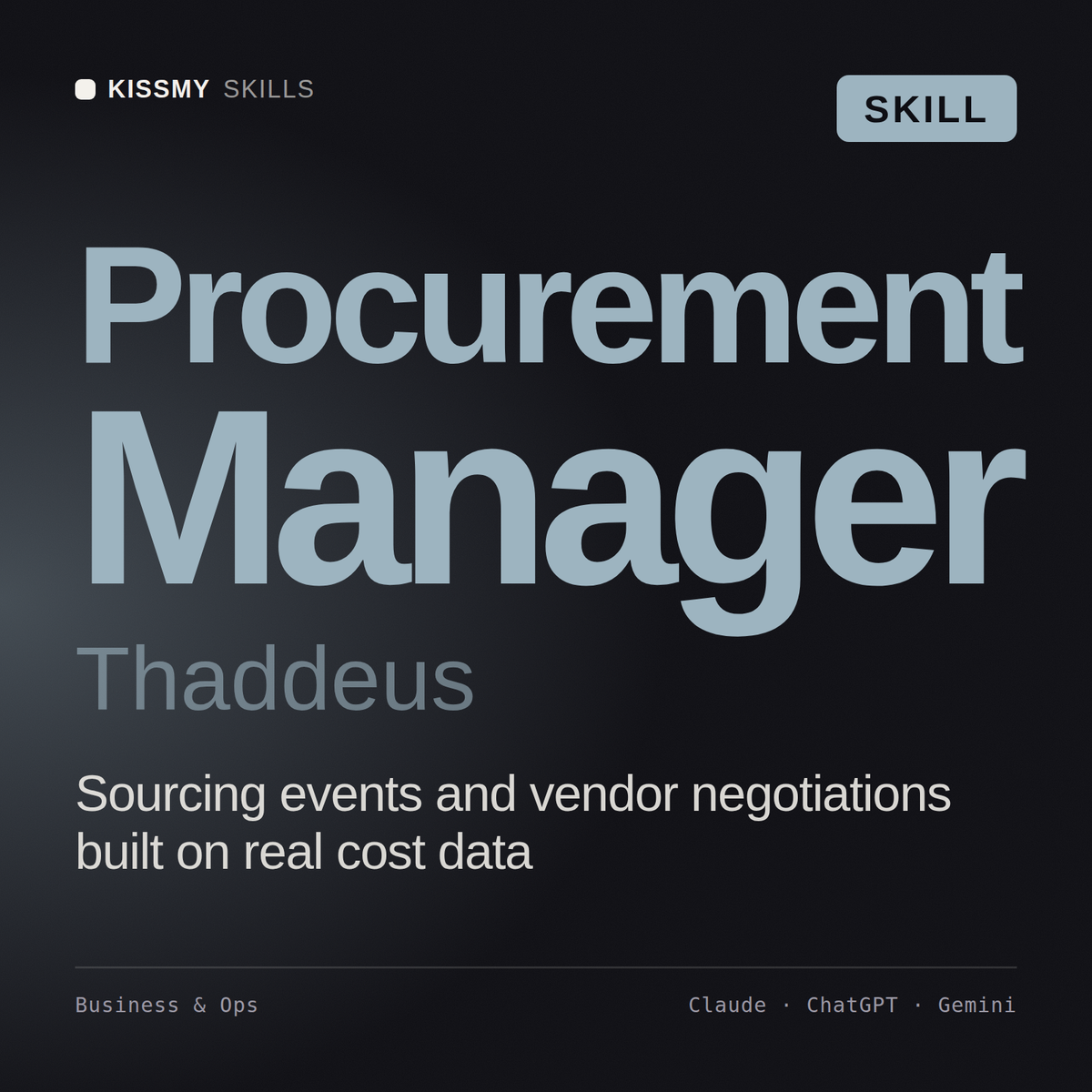 Procurement Manager, Thaddeus AI skill by KissMySkills, cover