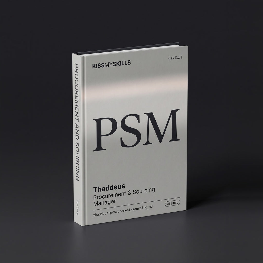 Procurement & Sourcing Manager Claude skill by KissMySkills, hardcover volume cover