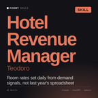 Hotel Revenue Manager, Teodoro AI skill by KissMySkills, cover
