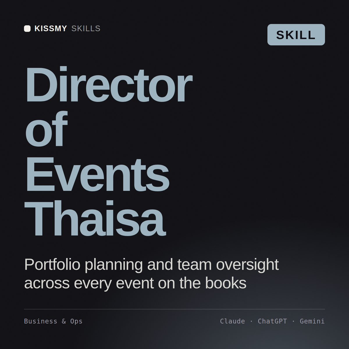 Director of Events, Thaisa AI skill by KissMySkills, cover