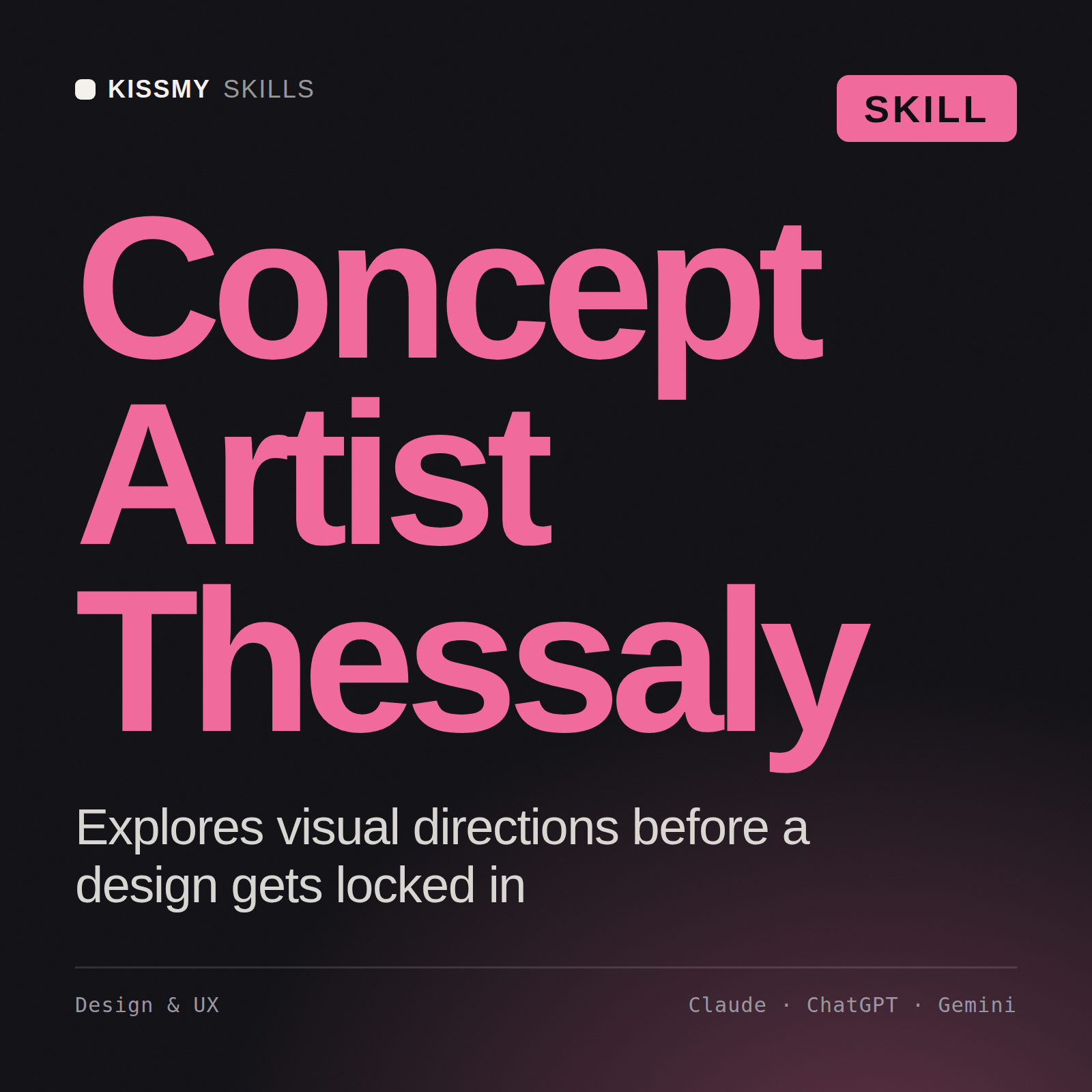 Concept Artist, Thessaly AI skill by KissMySkills, cover