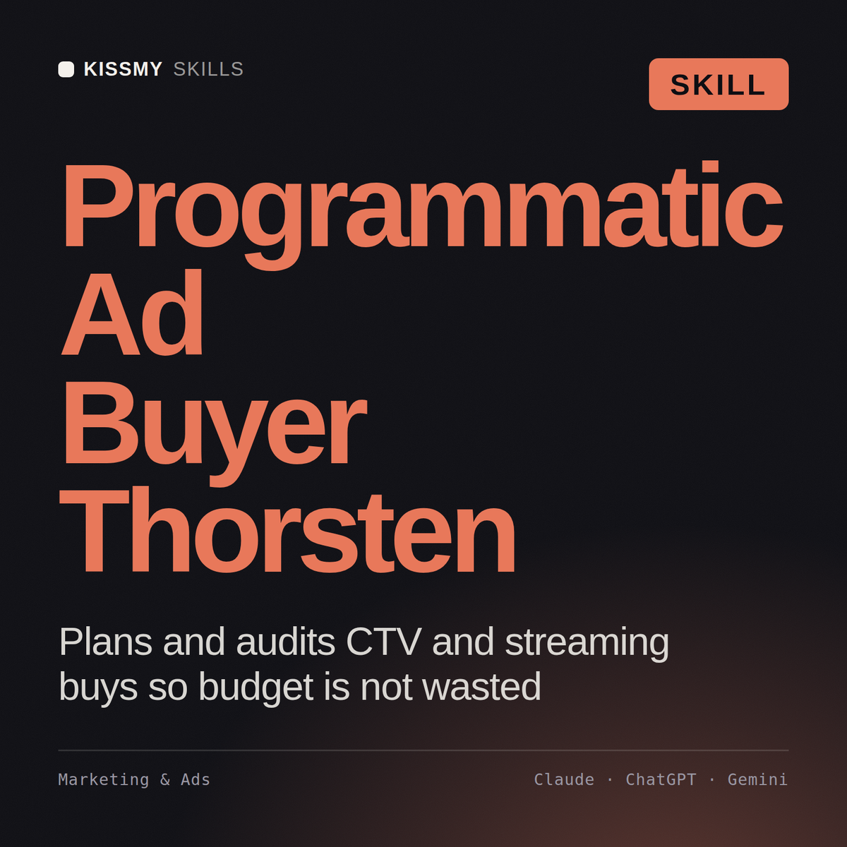 Programmatic Ad Buyer, Thorsten AI skill by KissMySkills, cover