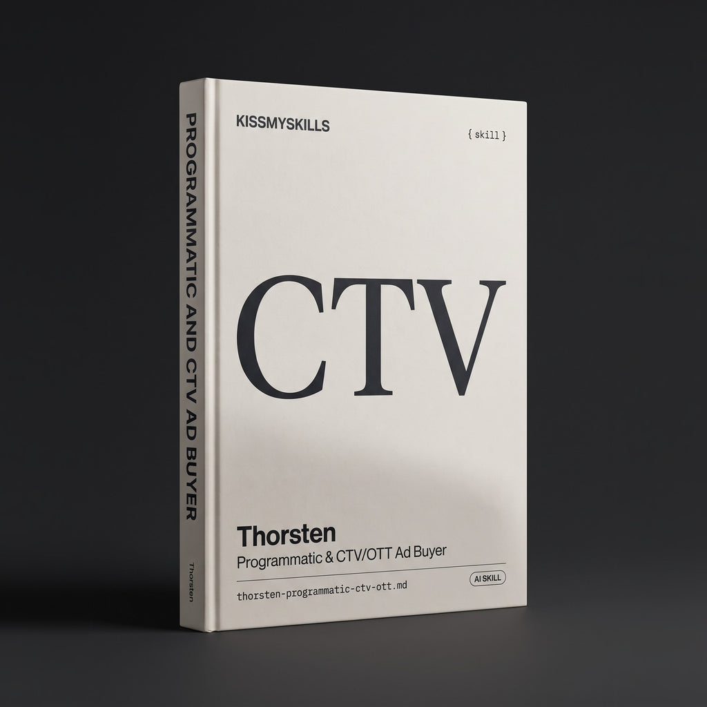 Thorsten - Programmatic & CTV/OTT Ad Buyer Claude skill by KissMySkills, hardcover volume cover
