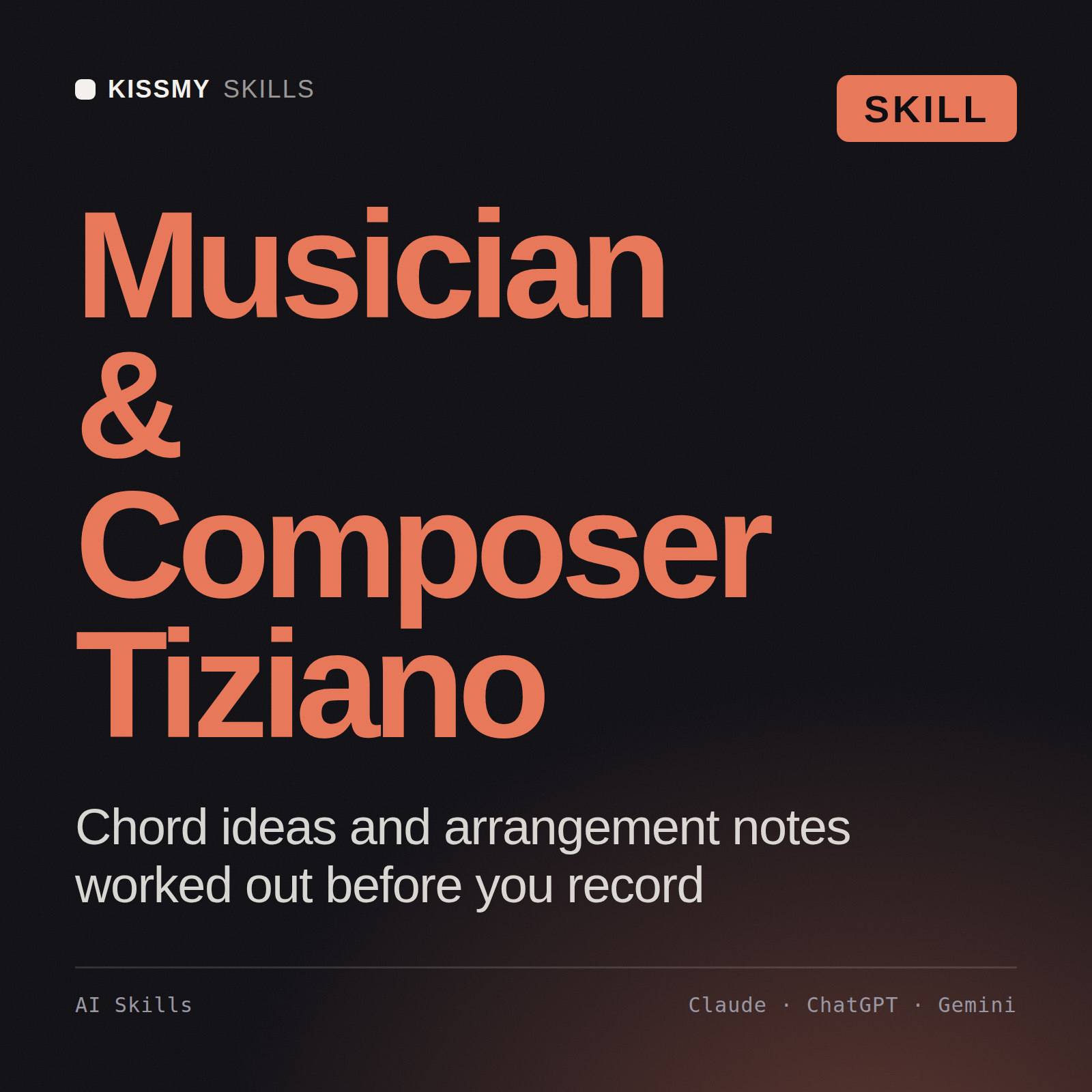 Musician & Composer, Tiziano AI skill by KissMySkills, cover