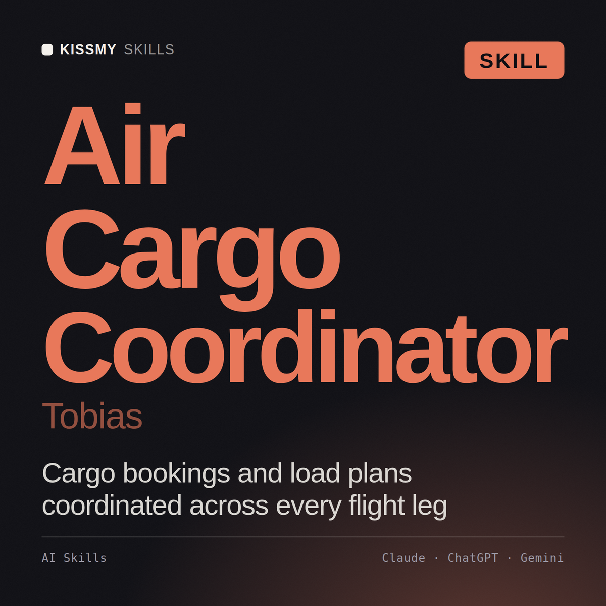 Air Cargo Coordinator, Tobias AI skill by KissMySkills, cover