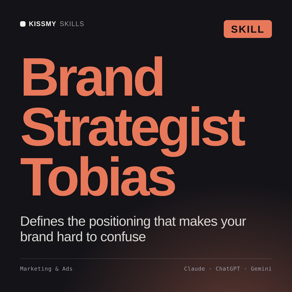 Brand Strategist, Tobias AI skill by KissMySkills, cover