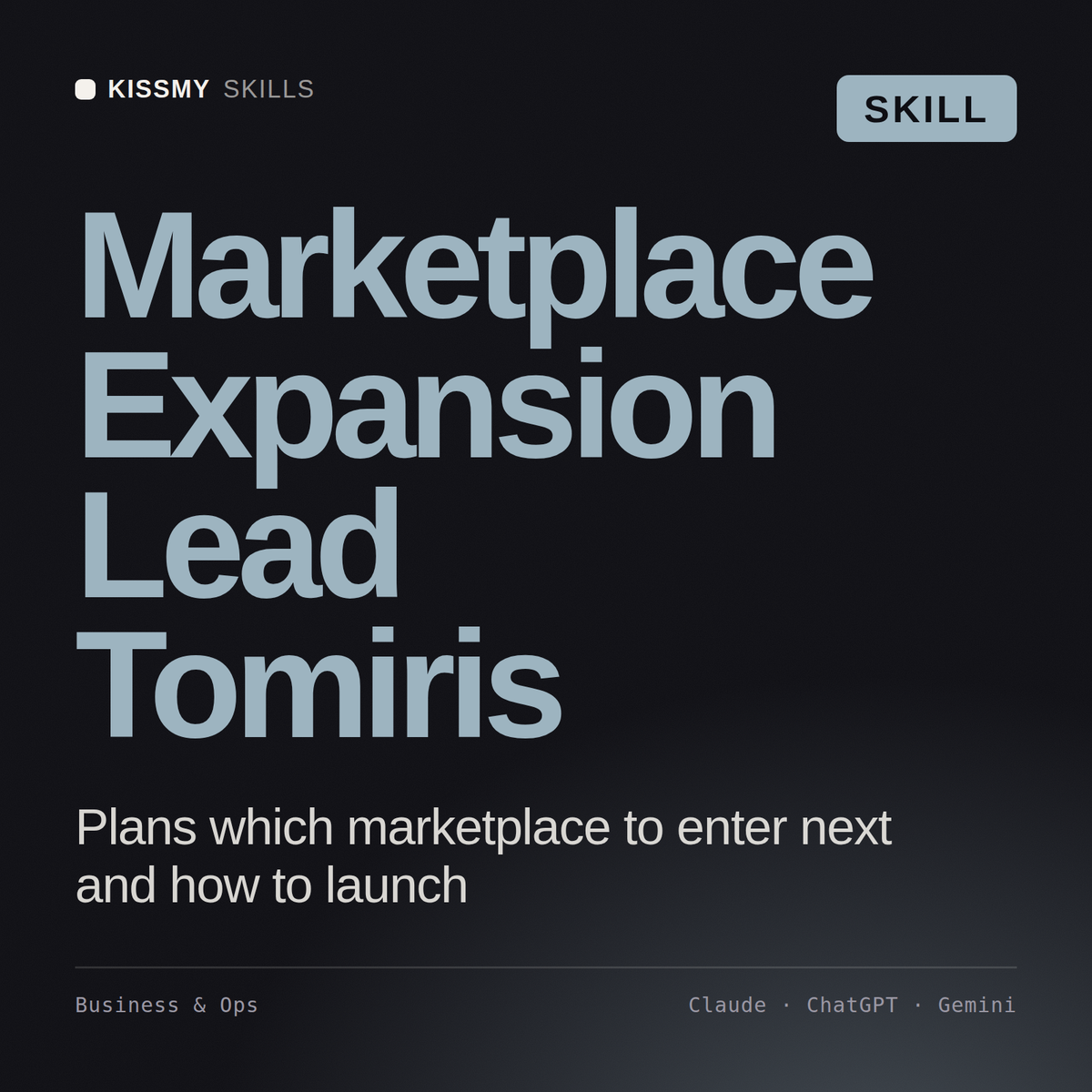 Marketplace Expansion Lead, Tomiris AI skill by KissMySkills, cover