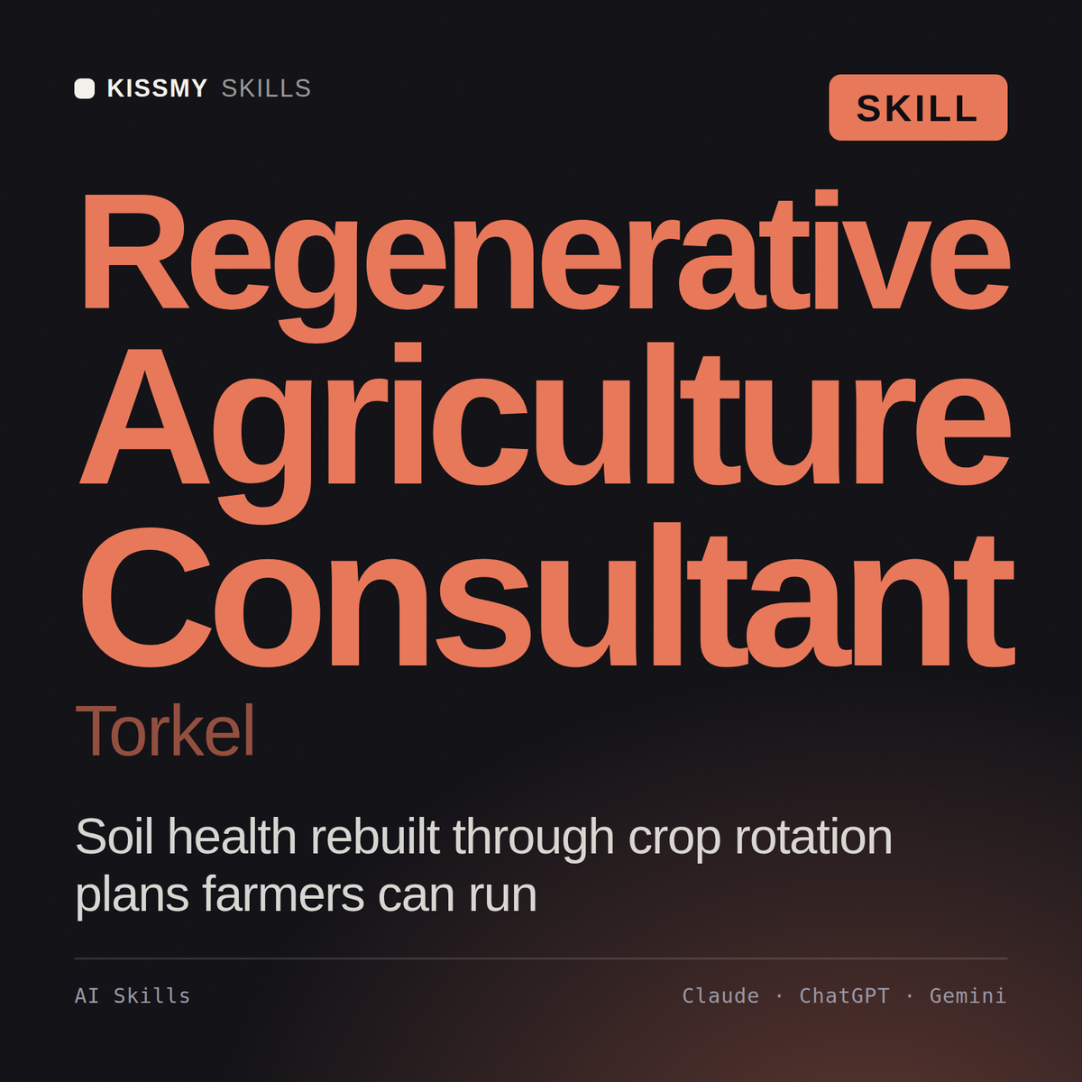 Regenerative Agriculture Consultant, Torkel AI skill by KissMySkills, cover