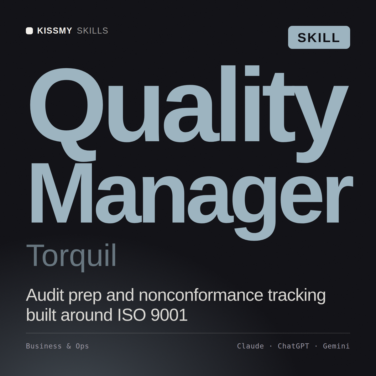 Quality Manager, Torquil AI skill by KissMySkills, cover