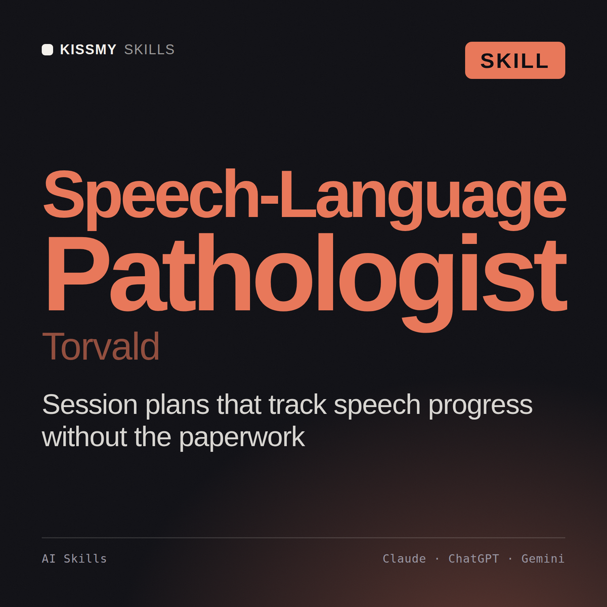 Speech-Language Pathologist, Torvald AI skill by KissMySkills, cover