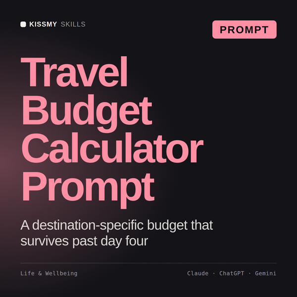 Travel Budget Calculator Prompt AI prompt by KissMySkills, cover