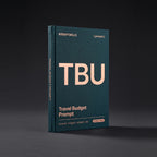 Travel Budget prompts for Claude by KissMySkills, deep teal bookcloth cover with the monogram TBU
