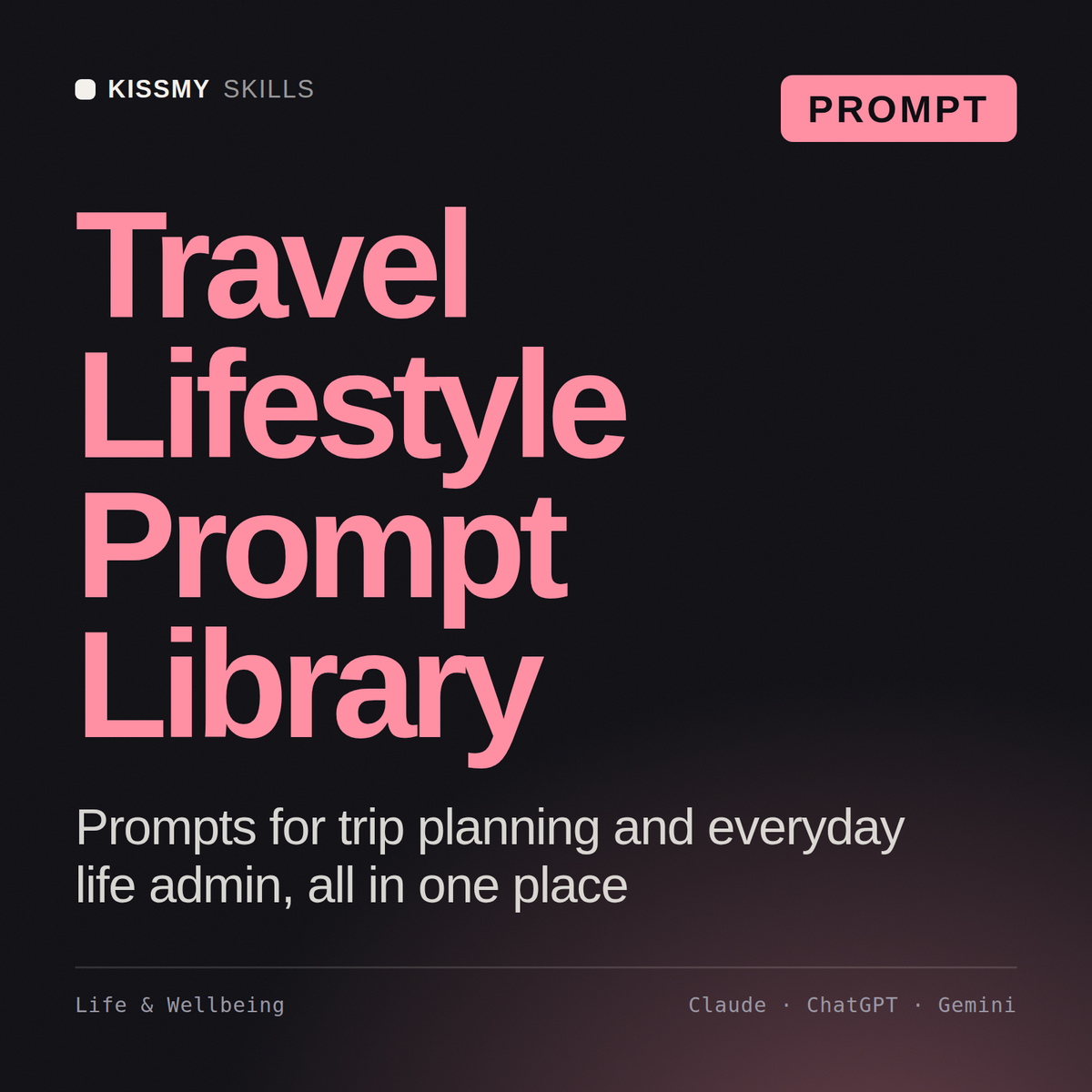 Travel Lifestyle Prompt Library AI prompt by KissMySkills, cover