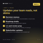 What's inside the Records Manager, Tullia AI skill: Decision memos, Roadmap drafts, 1:1 and review prep, Stakeholder updates