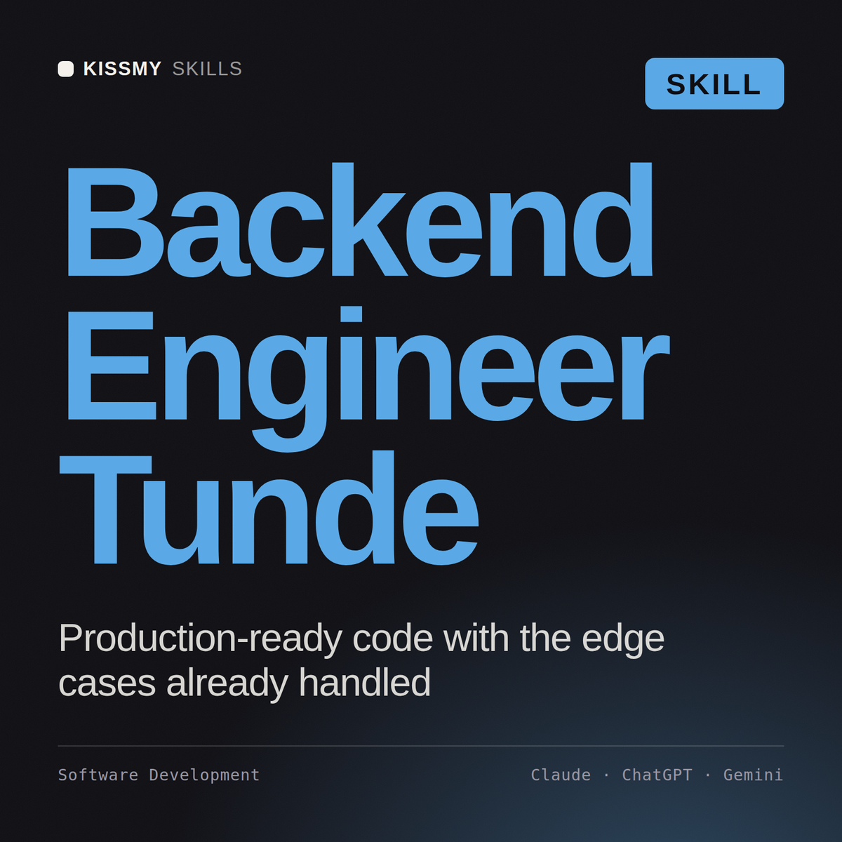 Backend Engineer, Tunde AI skill by KissMySkills, cover