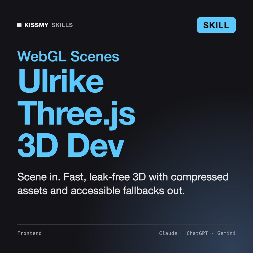 Ulrike - Three.js 3D Web Developer AI skill by KissMySkills, cover