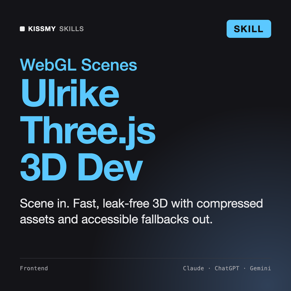 Ulrike - Three.js 3D Web Developer AI skill by KissMySkills, cover