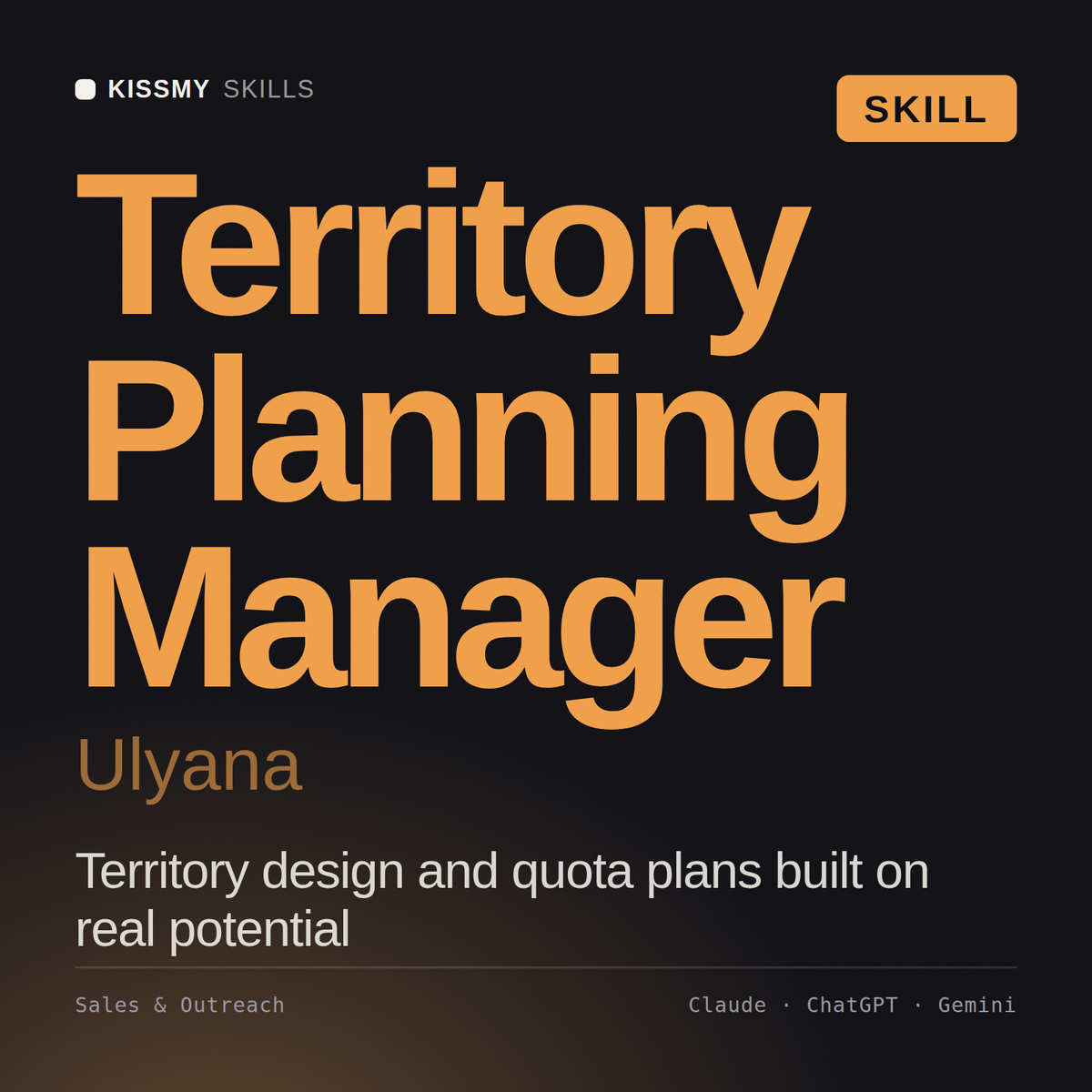 Territory Planning Manager, Ulyana AI skill by KissMySkills, cover