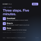 How the Ursel - Research Hypothesis & Thinking Partner AI skill works in three steps: download, drop it into your AI chat, done