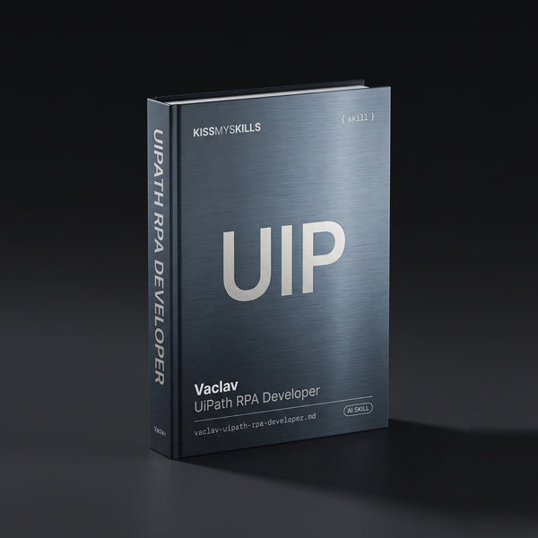 Vaclav - UiPath RPA Developer Claude skill by KissMySkills, hardcover volume cover